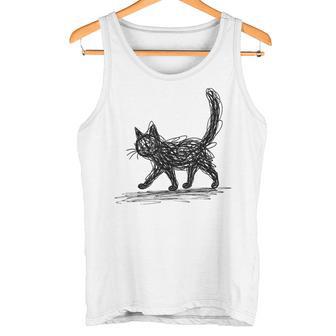 Chat Minimaliste Chaton Dessiné À La Main Débardeur e - Cadeauxyz