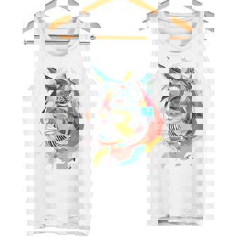 Gato Dibujo Arte Abstracto Animal Colorido Gráfico Camiseta sin mangas - Regaloses