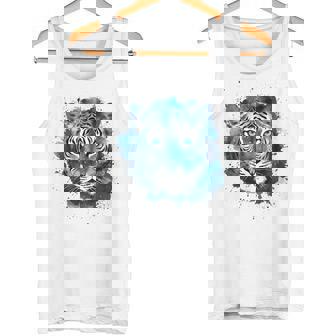 Obra De Arte De Tigre Ojos Azules Diseño De Tigre Camiseta sin mangas - Regaloses