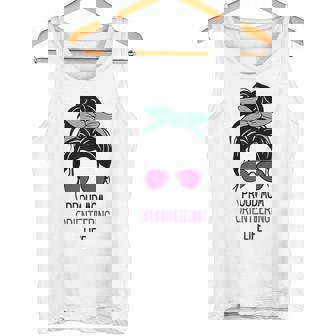 Orienteering Mom Outfit Messy Hair Bun Tank Top | Mazezy