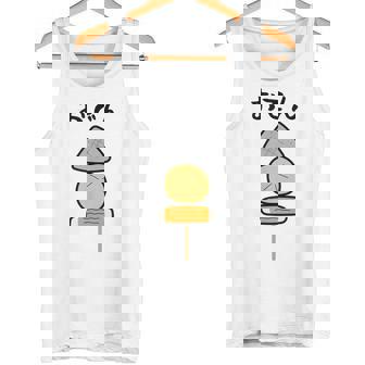 【おでん】こんにゃく 大根 ちくわ 可愛い 串 面白い おもしろ ネタ ウケ狙い 飲食店 食べ物 具材 煮物 鍋料理 冬 タンクトップ - Kawaiitshirt