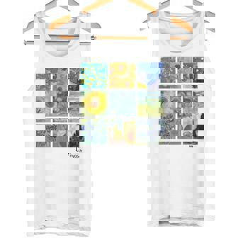 ひまわりと星月夜のゴッホ絵画コラージュ タンクトップ - Kawaiitshirt