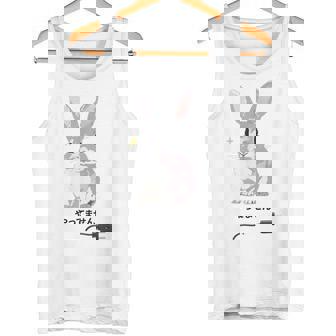 やってませんうさぎ 「I Didn't Do It」 いたずらウサギ 電源コード 面白いデザイン 黒文字 タンクトップ - Kawaiitshirt