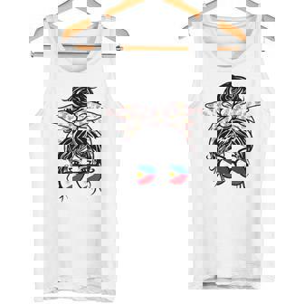 フィリピン 散らかった団子 バンダナ付き フィリピン国旗グラス 長袖tシャツ タンクトップ - Kawaiitshirt