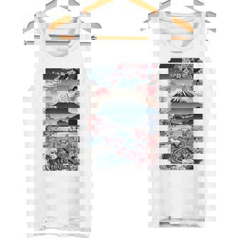 日本の桜庭 芸者 富士山 桜 木 タンクトップ - Kawaiitshirt