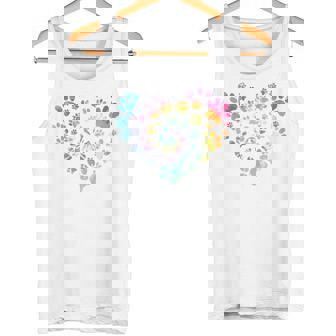 バックプリント 犬の足跡 犬 ペット 足跡 プリント 長袖tシャツ タンクトップ - Kawaiitshirt