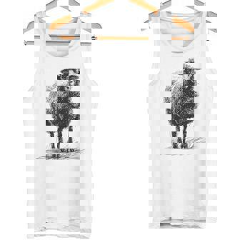 羊 アニマルプリント 動物園 ドローイング アート 絵画 羊 タンクトップ - Kawaiitshirt