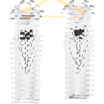 蝶ネクタイ付きホワイトtシャツ タキシード 面白いシャツ タンクトップ - Kawaiitshirt