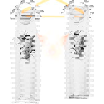 豚 アニマル柄 グラフィック 図面 イラスト 顔 豚 タンクトップ - Kawaiitshirt
