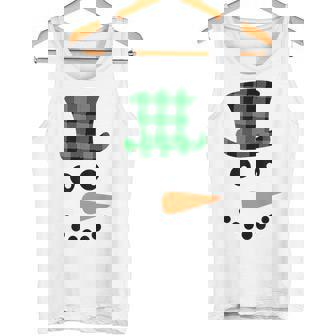 雪だるま 顔 にんじん鼻 クリスマス 冬 格子柄 サンタハット タンクトップ - Kawaiitshirt