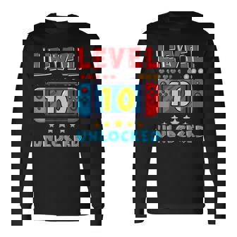 10 Year Old Bday Decorations Son Boy 10Yr 10Th Birthday Long Sleeve T-Shirt - Monsterry