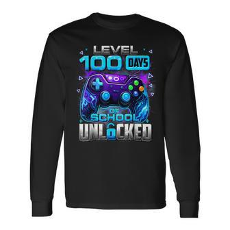 100 Days Of School Level Unlocked Video Games Boys Long Sleeve T-Shirt | Mazezy