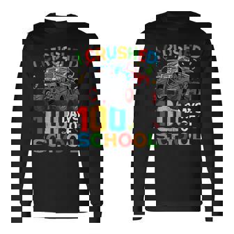 100 Days Of School Monster Truck Happy 100Th Day Of School Long Sleeve T-Shirt - Monsterry