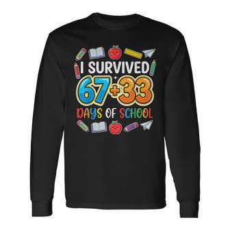 100Th Day Boys I Survived 67 33 100 Days Of School Long Sleeve T-Shirt - Thegiftio UK