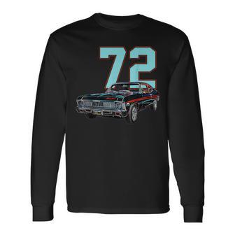 1972 72 Chevys Nova 2 Classic Car Old School Muscle Blue Car Long Sleeve T-Shirt - Thegiftio UK