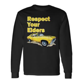 1972 72 Chevys Nova 2 Classic Car Old School Muscle Car Long Sleeve T-Shirt - Thegiftio UK