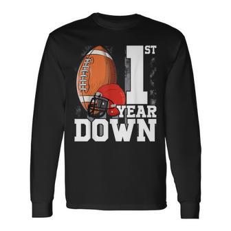 1St Birthday Football Touchdown-First Year Down Themed Party Long Sleeve T-Shirt - Thegiftio UK
