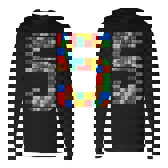 5 Year Old Blocks Building Master Builder 5Th Birthday Boy Long Sleeve T-Shirt | Mazezy