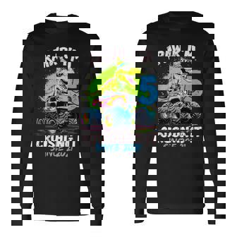 5Th Birthday Monster Truck Dinosaur 5 Year Old Boy Born 2021 Long Sleeve T-Shirt - Monsterry