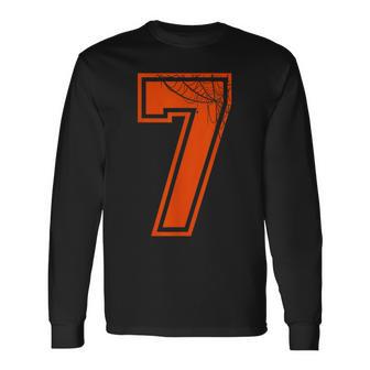 6 7 Spider Web Halloween Costume Long Sleeve T-Shirt - Monsterry