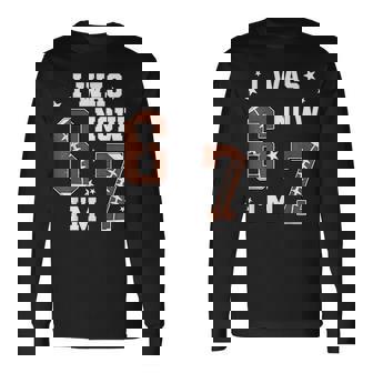 I Was 6 Now I'm 7 Year Old Football Theme 7Th Birthday Boy Long Sleeve T-Shirt | Mazezy