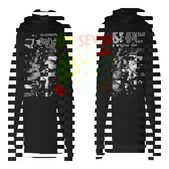 67 Green Hands Christmas Six Seven Meme Brainrot Xmas Long Sleeve T-Shirt - Monsterry