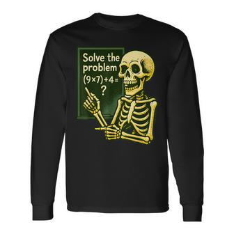 67 Halloween Math Six Seven Meme Brainrot Skeleton Long Sleeve T-Shirt - Thegiftio UK