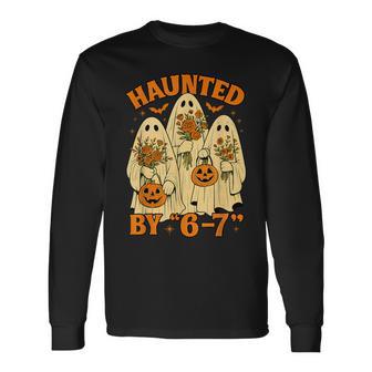 67 Meme Trendy Ghost Halloween Six Seven Gen Alpha Z Long Sleeve T-Shirt - Monsterry