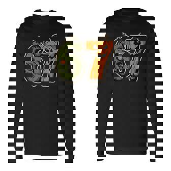 67 Zombie Pumpkin Six Seven Halloween Meme Long Sleeve T-Shirt | Mazezy