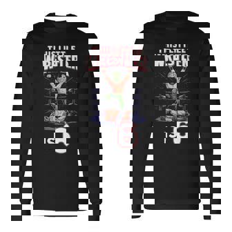 6Th Wrestling Birthday Party This Little Wrestler Is 6 Long Sleeve T-Shirt | Mazezy