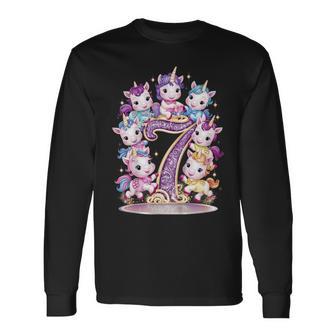 7° Compleanno Unicorno Bambine 7 Anni Unicorno Maglietta a maniche lunghe - Novitaregali