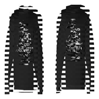 90S Cholo Chicano Homie Cool Mexican Gangster Skeleton Skull Long Sleeve T-Shirt - Monsterry