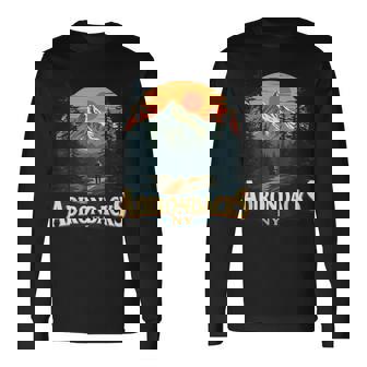 Adirondacks Hiking Mountain Enthusiasts Apparel Black Small Modern V-Neck Short Sleeve Cotton Blend Nature Hiking Long Sleeve T-Shirt - Monsterry