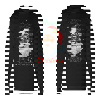 African American Santa Christmas Cool Black X-Mas Long Sleeve T-Shirt | Seseable UK