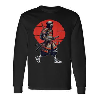 Afro American Samurai Japanese Warrior Vintage Bushido Long Sleeve T-Shirt - Thegiftio