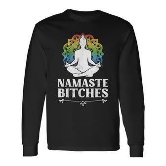 Aggro Yoga Namaste Bitches Lustiges Yogi Langarmshirts - Geschenkecke