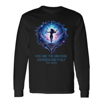 Alan Watts Cita Universo Espacio Galaxia Luz Espiritual Camiseta de manga larga - Regaloses