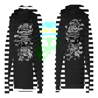 Alien Fumar Hierba Divertido Marihuana Alien Ufo Cannabis 420 Camiseta de manga larga - Regaloses