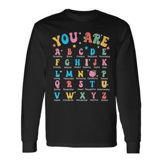 Alphabet Kindergarten Elementary School Teachers Students Long Sleeve T-Shirt | Mazezy