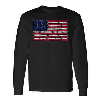 America Us Flag Books Library Reading For Book Lover Reader Long Sleeve T-Shirt - Thegiftio UK