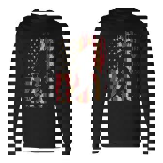 American Flag Bigfoot Dad Fathers Day Sasquatch Fathers Day Long Sleeve T-Shirt | Seseable CA