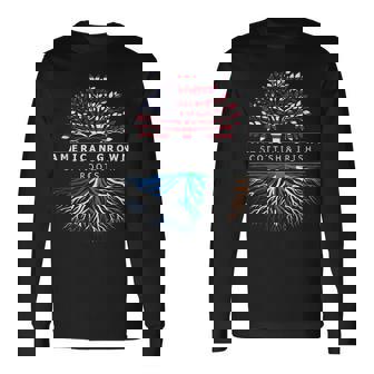 American Grown With Flag Heritage Scottish Irish Roots Long Sleeve T-Shirt - Thegiftio