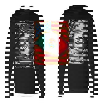 American Mexican Roots Usa Flag Mexico America Long Sleeve T-Shirt - Thegiftio