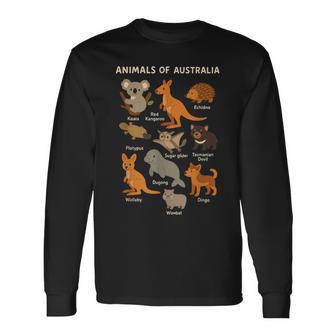 Animals Of Australia Educational Aussie Australian Animal Long Sleeve T-Shirt | Mazezy