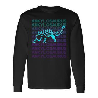 Ankylosaurus Dinosaur Retro Small Black Long Sleeve T-Shirt - Thegiftio UK