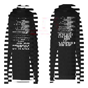 Anti Trump He's Like A President But For Stupid People Long Sleeve T-Shirt - Thegiftio