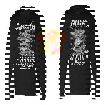 Apparently I Have An Attitude Who Knew Highland Cow Print Long Sleeve T-Shirt - Monsterry