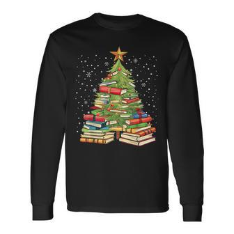 Arbre De Noël En Forme De Livre Pour Les Lecteurs Et Les Amateurs De Livres T-shirt à manches longues - Cadeauxyz