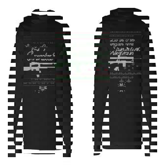 Armas Para Navidad Feo De Punto De Caza Rifle Militar Divertido Regalo Camiseta de manga larga - Regaloses