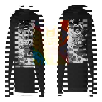 Astronaut Cat Space Cat Japanese Retro Kawaii Cute Long Sleeve T-Shirt | Mazezy
